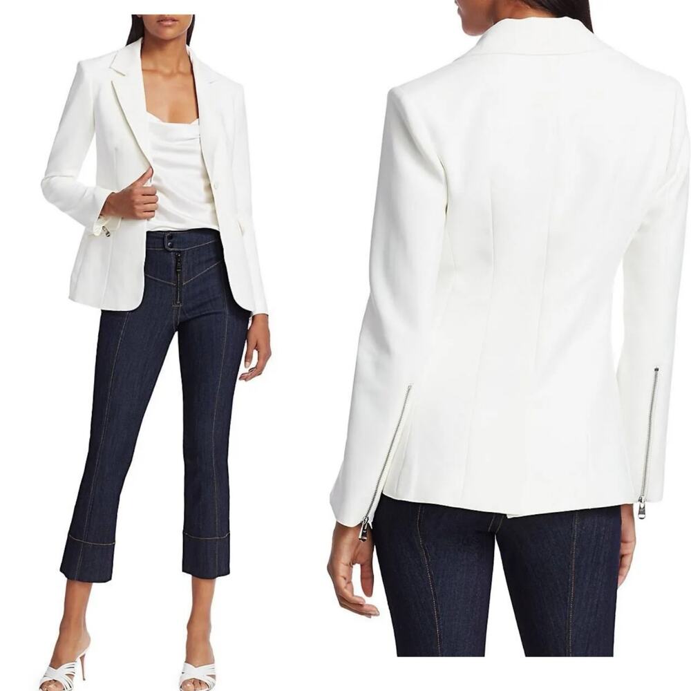 Cinq à Sept Kym Zip Cuff Blazer Ivory Size 2 NWT Designer Bridal Jacket